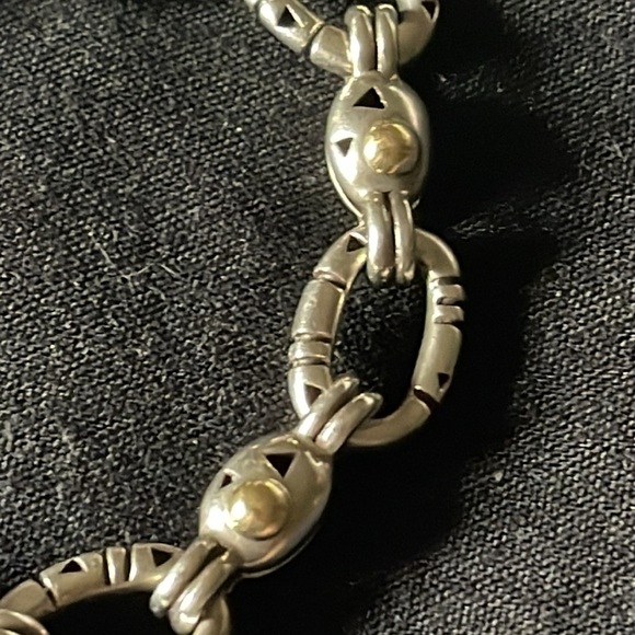 Rare JOHN ATENCIO Sterling 18K Yellow Gold ELEMENTS Link Bracelet,7.5in, Toggle - Picture 2 of 8